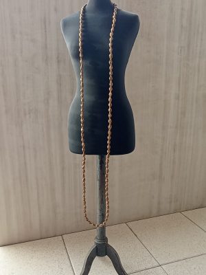 Collier sautoir ceinture de la gamme "Candy" en soie shantung de couleurs vieil or