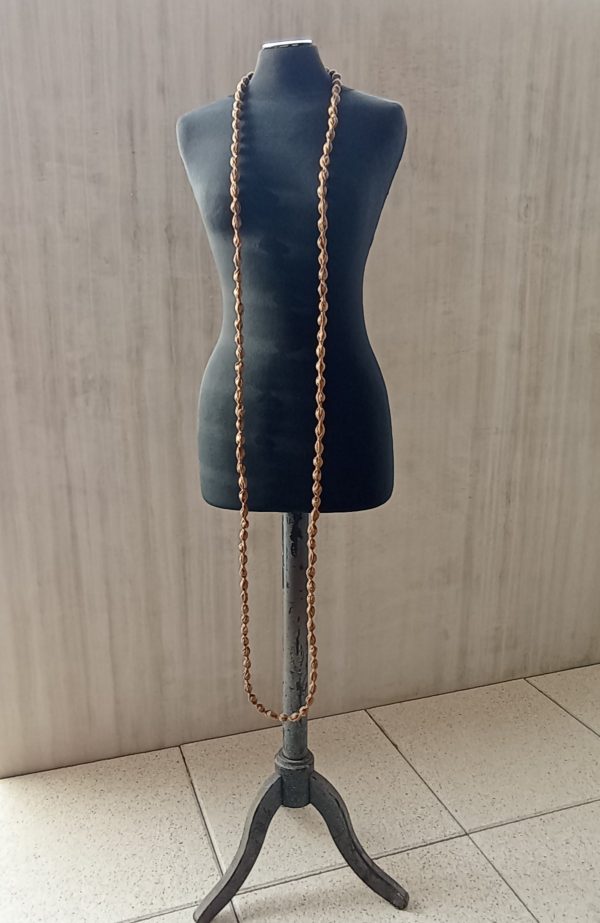 Collier sautoir ceinture de la gamme "Candy" en soie shantung de couleurs vieil or