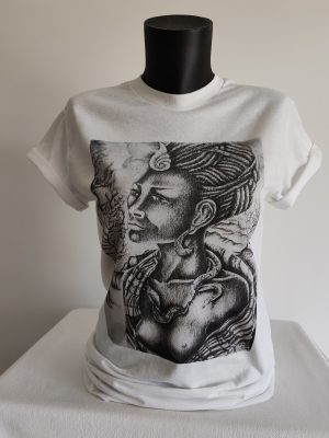 T-shirt créateur pour femme, dessin original inspiré des héroïne africaines, édition limitée, coton épais